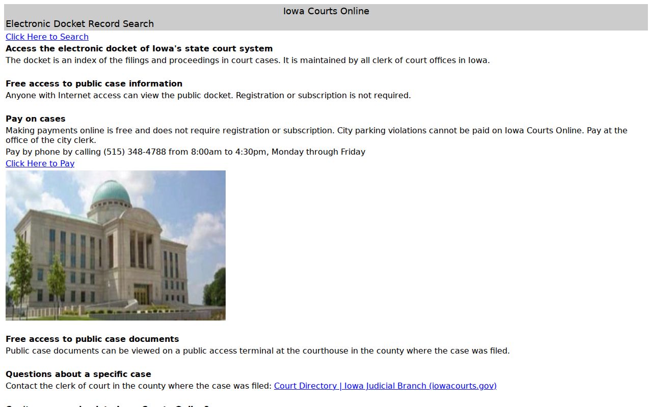 Davis County warrant records search through Iowa Courts Online