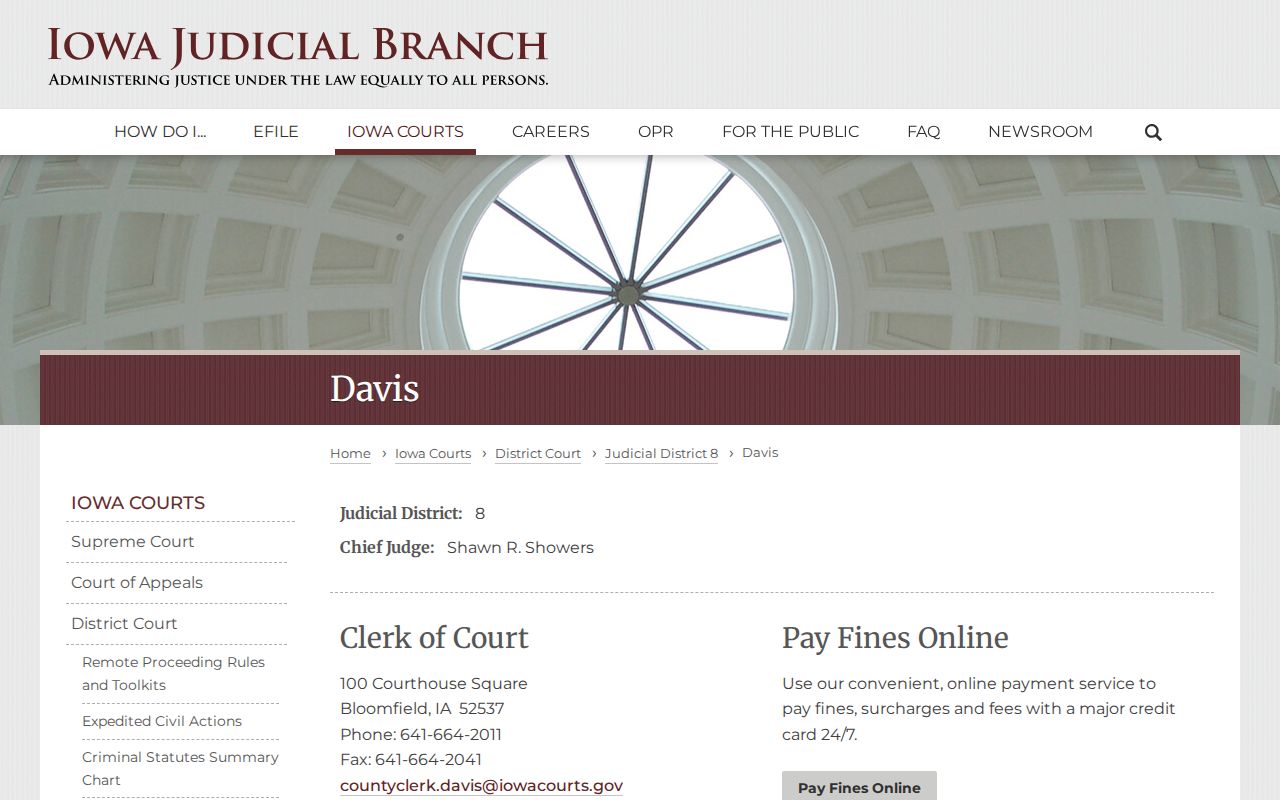 Davis County warrant records Clerk and Judicial Branch page