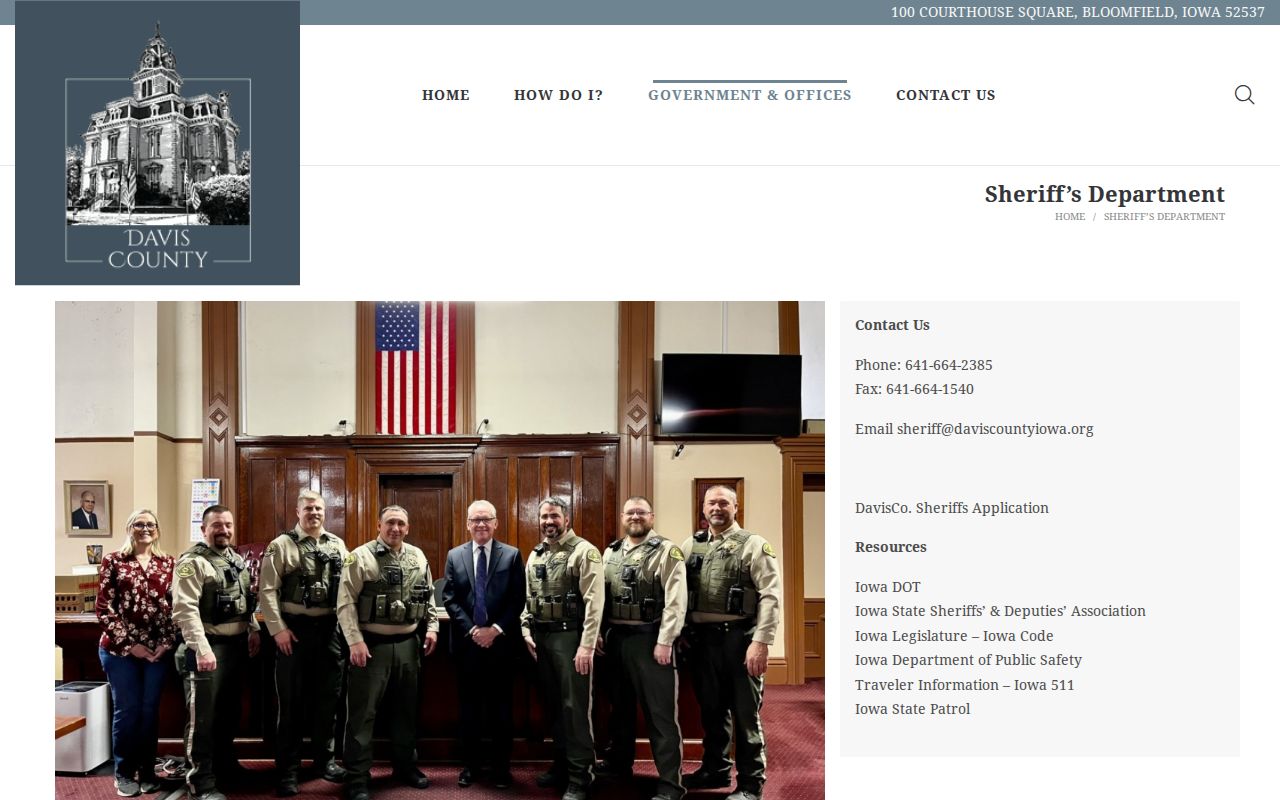 Davis County warrant records sheriff contact page